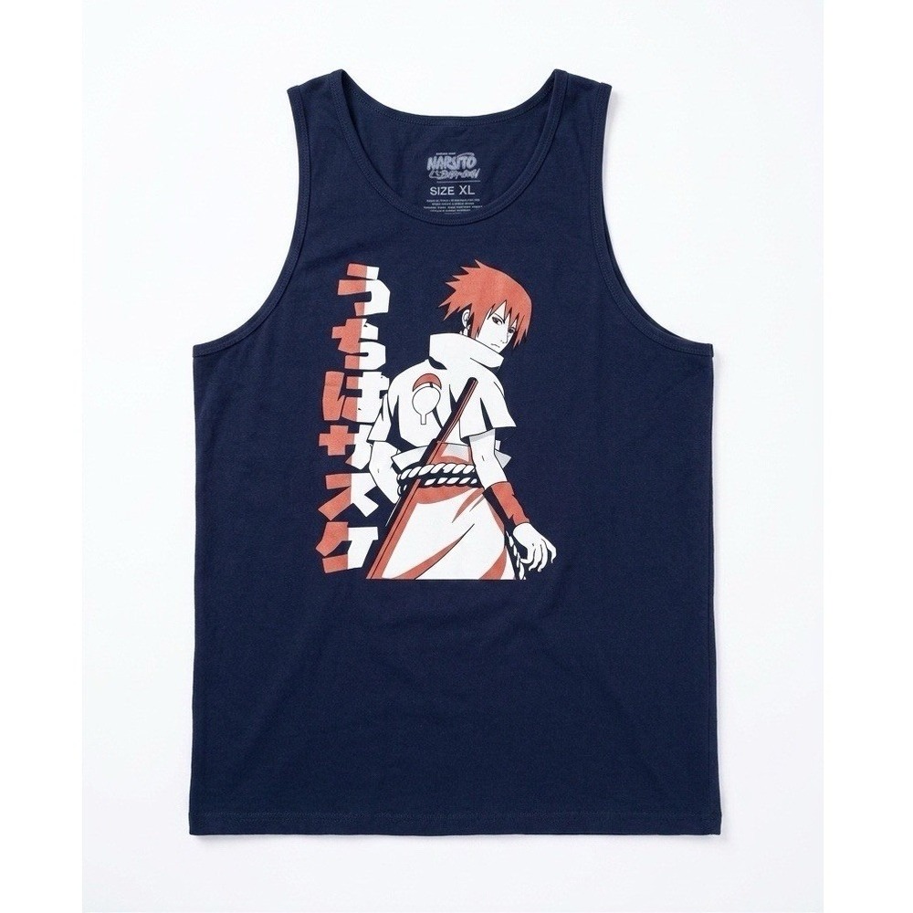 Naruto Sasuke Unisex Two-Tone Muscle Tank Shirt - Anime Graphic Gym Vest